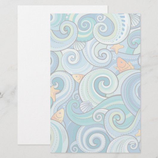 Vis onder het golfpatroon briefpapier (Voorkant / Achterkant)