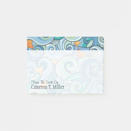 Vis onder het golfpatroon | Jouw namen toevoegen Post-it® Notes (Voorkant)