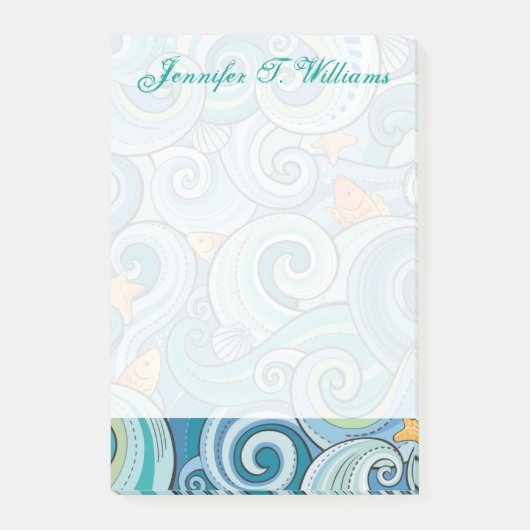 Vis onder het golfpatroon | Jouw namen toevoegen Post-it® Notes (Voorkant)