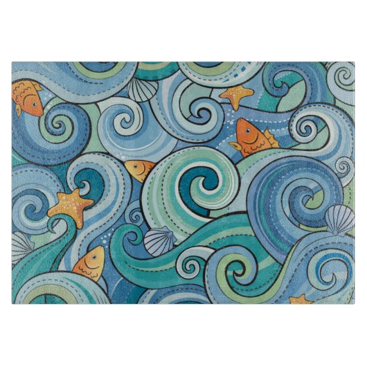 Vis onder het golfpatroon snijplank (Voorkant)