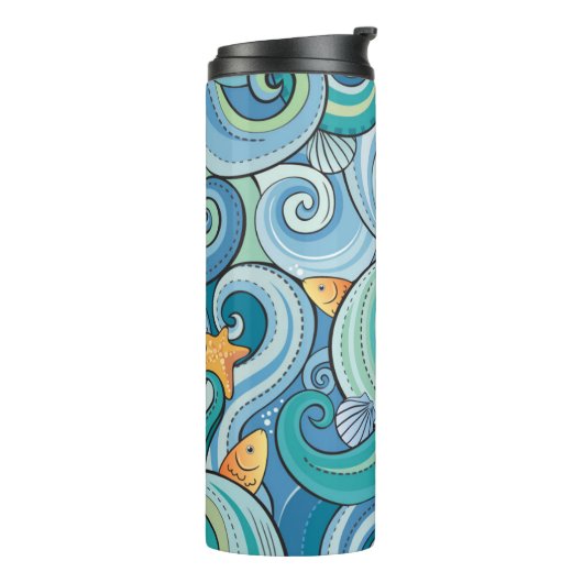 Vis onder het golfpatroon thermosbeker (Gedraaid links)