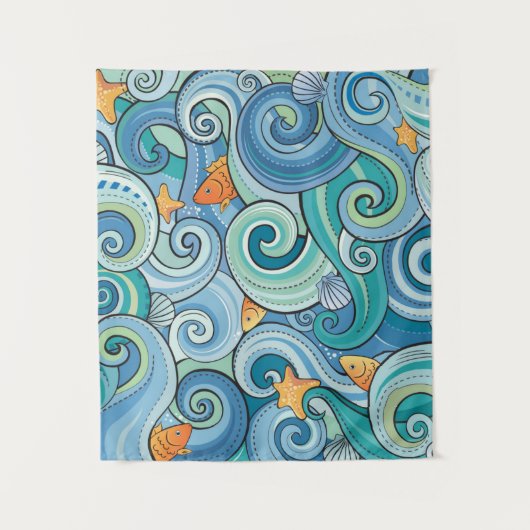 Vis onder het golfpatroon wandkleed (Voorkant)