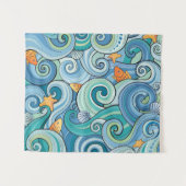 Vis onder het golfpatroon wandkleed (Voorkant (horizontaal))