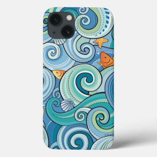 Vis onder het Waves Pattern Case-Mate iPhone Case (Achterkant)