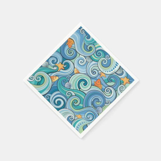 Vis onder het Waves Pattern Servet (Hoek)