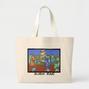 Vis ontmoet Markten AKA Sushi Bar Grappige Geschen Grote Tote Bag