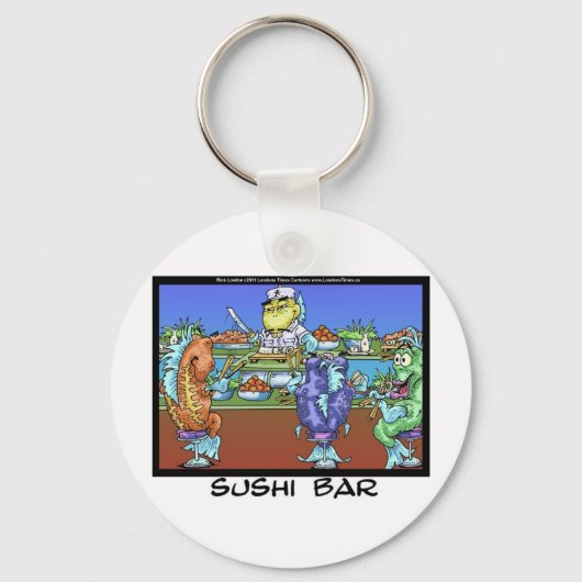Vis ontmoet Markten AKA Sushi Bar Grappige Geschen Sleutelhanger (Voorkant)