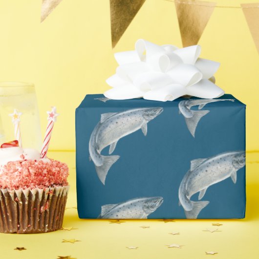 vis op blauw cadeaupapier (Verjaardagsfeest)