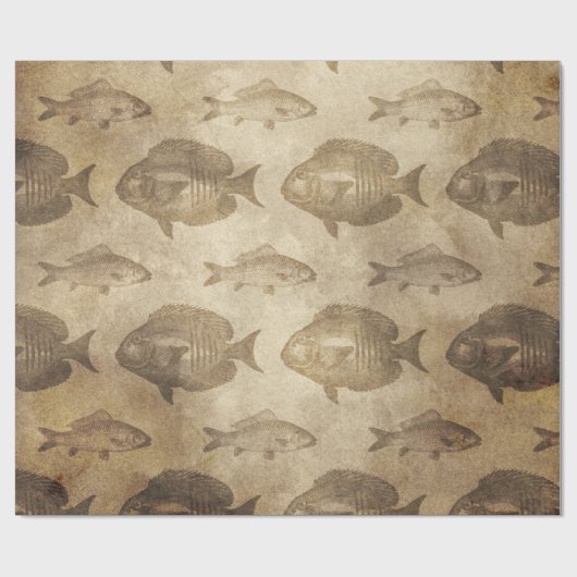  vis op bruin cadeaupapier (Vlak)