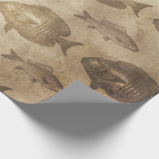  vis op bruin cadeaupapier (Hoek)