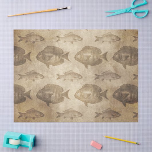 vis op bruine ontkoppeling tissuepapier (Craft)