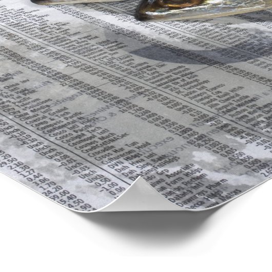 Vis op de financiële krant, verhoogd uitzicht poster (Hoek)