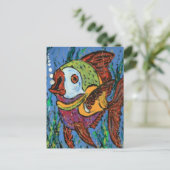 Vis op een bord briefkaart (Staand voorkant)