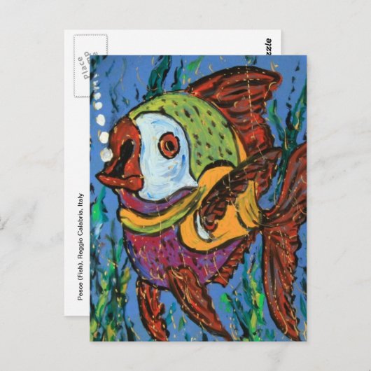 Vis op een bord briefkaart (Voorkant / Achterkant)