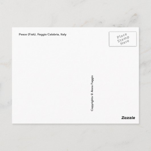 Vis op een bord briefkaart (Achterkant)