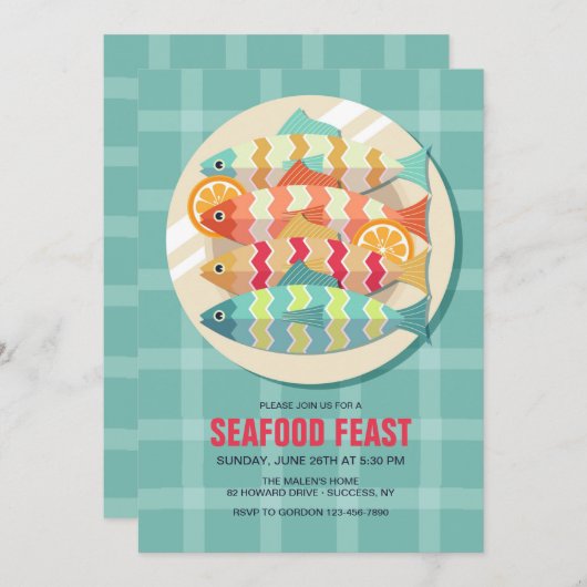 Vis op een Dish Kaart (Voorkant / Achterkant)