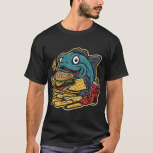 Vis op een Fast Food Dieet T-shirt