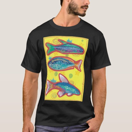 Vis op Geel T-shirt (Voorkant)