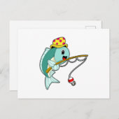 Vis op Gevist met Geviste staaf en Pet Briefkaart (Voorkant / Achterkant)