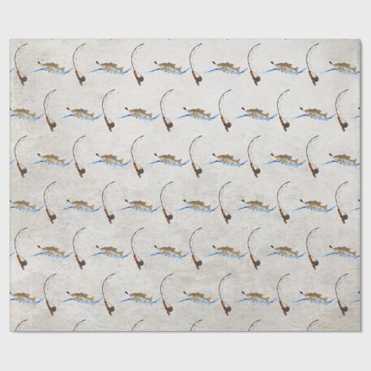 Vis op  Geviste hengel Cadeaupapier (Vlak)