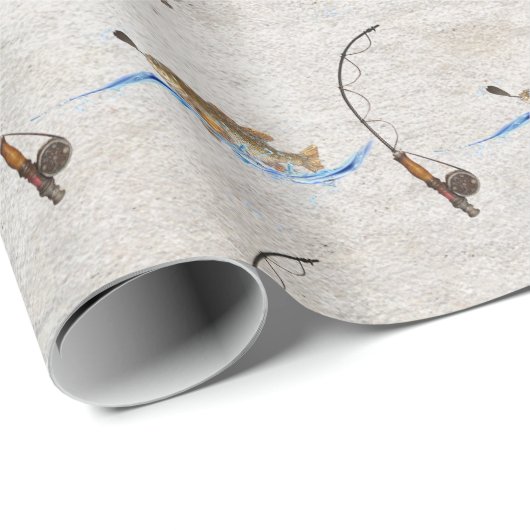 Vis op Geviste hengel Cadeaupapier (Rol Hoek)