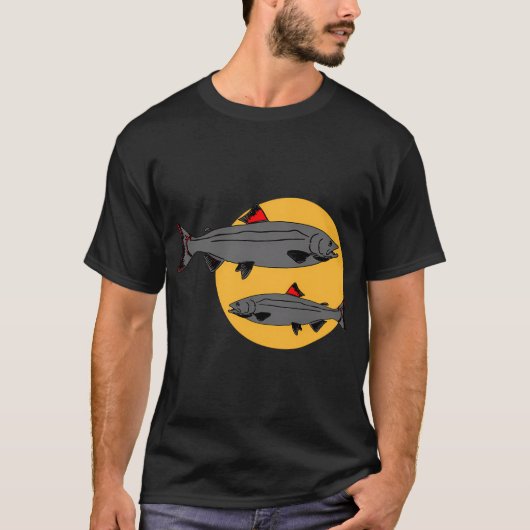 Vis op mosterdgeel t-shirt (Voorkant)