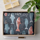 Vis op Navy Schattigee illustratie Tissuepapier (Geschenk)