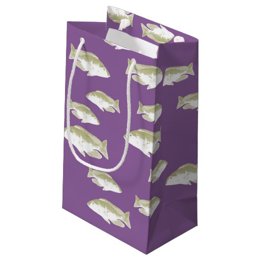 Vis op paars klein cadeauzakje (Achterkant Gekanteld)