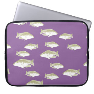 Vis op paars laptop sleeve