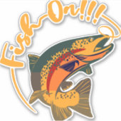 Vis op regenboogforel Gevist Sticker (Voorkant)