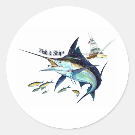 vis op schepen ronde sticker (Voorkant)