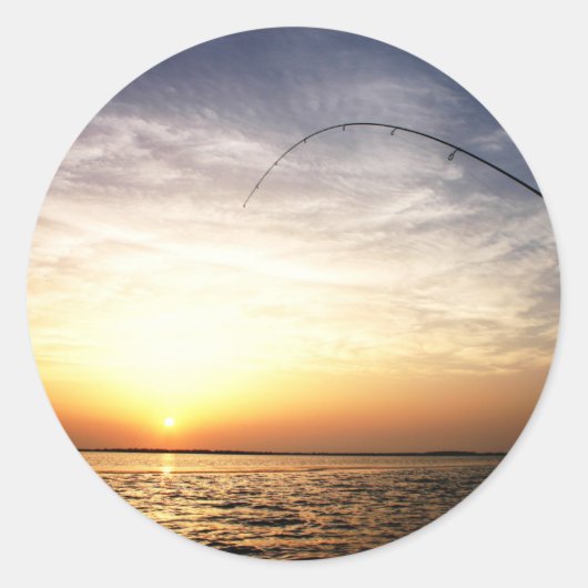 Vis op Sunrise! Ronde Sticker (Voorkant)