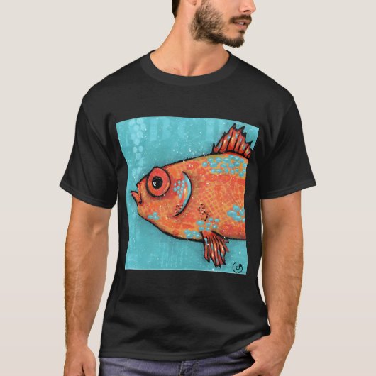 Vis op turquoise t-shirt (Voorkant)