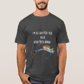Vis op vishengel met leuke quote t-shirt (Voorkant)