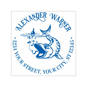 Vis pakt het aas Naam Retouradres Zelfinktende Stempel