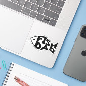 Vis Papa Sticker (Laptop met iPhone)