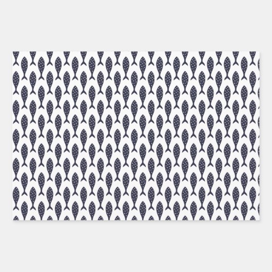 Vis Patroon Blauw Wit Wrapping Papier Bladen Inpakpapier Vel (Voorkant 3)