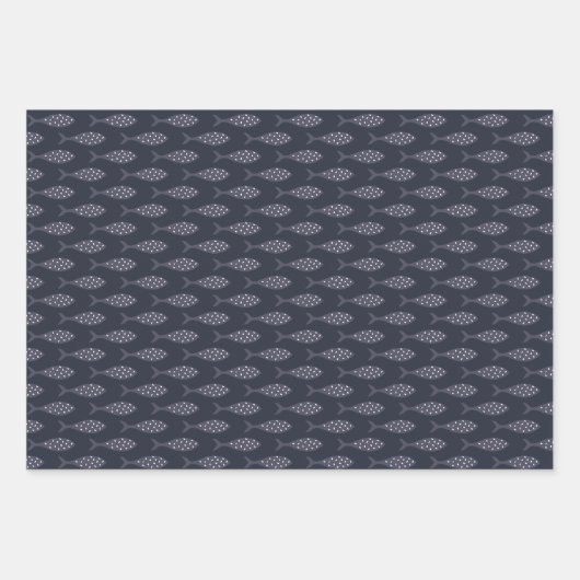 Vis Patroon Blauw Wit Wrapping Papier Bladen Inpakpapier Vel (Voorkant 2)