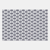 Vis Patroon Blauw Wit Wrapping Papier Bladen Inpakpapier Vel (Voorkant)