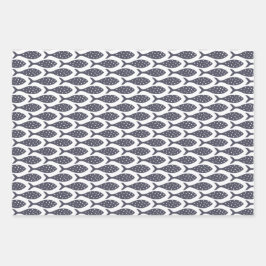 Vis Patroon Blauw Wit Wrapping Papier Bladen Inpakpapier Vel