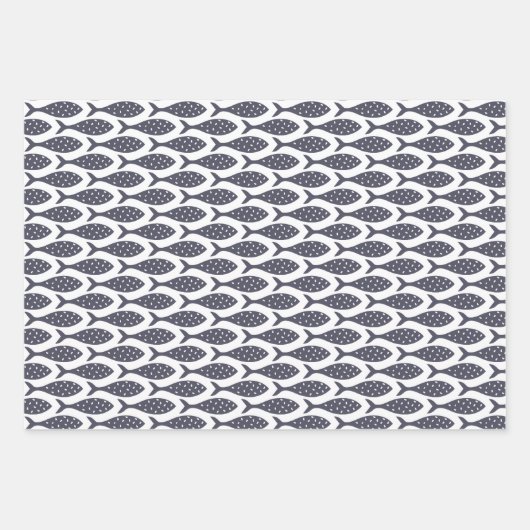 Vis Patroon Blauw Wit Wrapping Papier Bladen Inpakpapier Vel (Voorkant)
