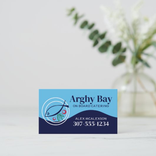 Vis plantaardige diner bord chef catering busin... visitekaartje (Staand voorkant)