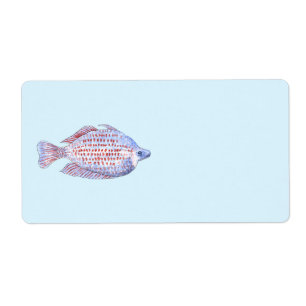 Vis. Red Line Rainbowfish. Etiket