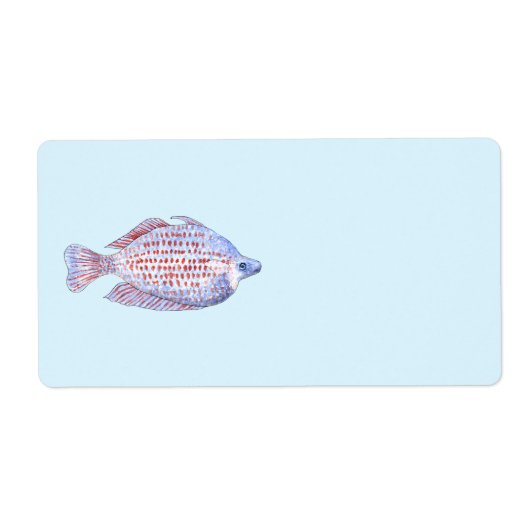 Vis. Red Line Rainbowfish. Etiket (Voorkant)