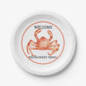 Vis restaurant welkom rode krab Personaliseren Papieren Bordje (Voorkant)