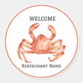 Vis restaurant welkom rode krab Personaliseren Ronde Sticker (Voorkant)