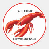 Vis restaurant welkom rode kreeft Personaliseren Ronde Sticker (Voorkant)