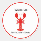 Vis restaurant welkom rode kreeft Personaliseren Ronde Sticker (Voorkant)