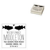 Vis retour adres stempel - bruiloft dieren (Gestempeld)