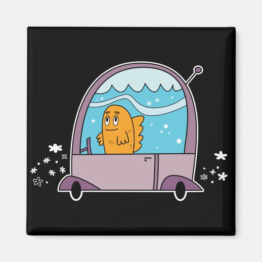 Vis Rijden Een Auto - Magneet (Voorkant)